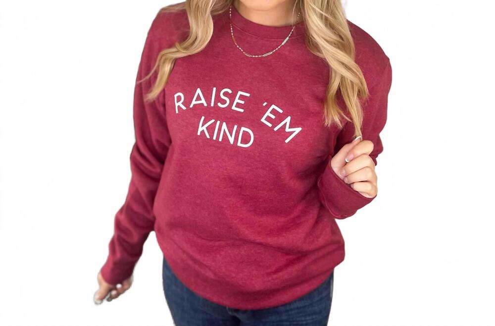 NEW SOUTHERN BLISS raise them kind long sleeve graphic crewneck sweatshirt in wi